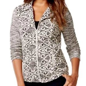 STYLE CO. ZIP-UP PRINTED JACKET AZTEC S SMALL BLAC